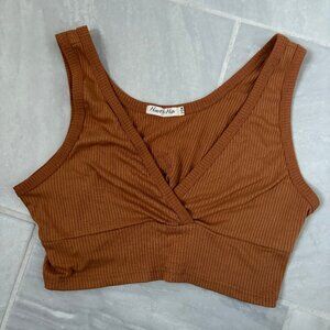 orange wrap crop tank top